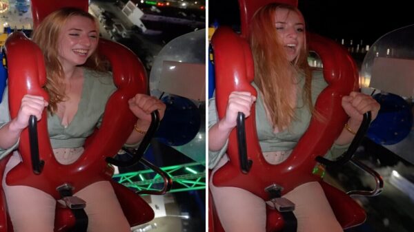 Opgewonden standje gaat iets té lekker tijdens een ritje in de slingshot