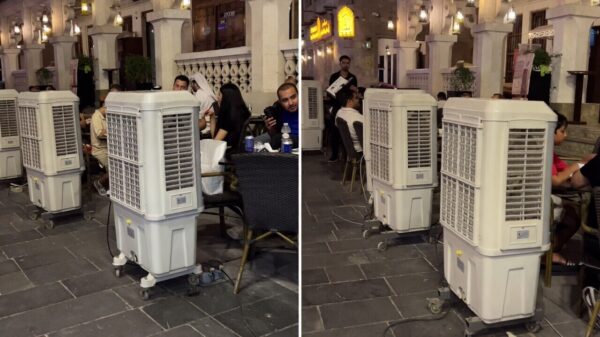 Dus jij had het heet? In Qatar staat de airco gewoon op straat!