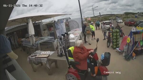 Oma in scootmobiel sloopt kraampje in Bergen