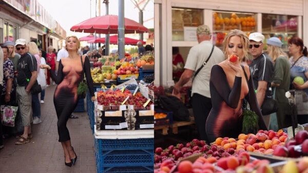 Wandelende dagaanbieding trekt alle aandacht op de plaatselijke fruitmarkt