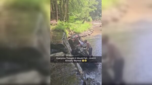 Volhouder rijdt waterval op