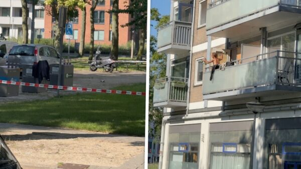 Politie kijkt toe hoe doorgedraaide man auto's sloopt vanaf 3 hoog