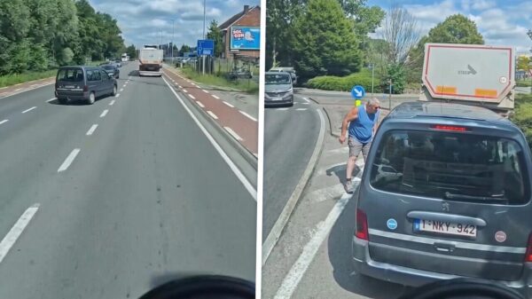 Opgefokte trucker duwt 'gevaarlijke automobilist' de berm in bij Dendermonde