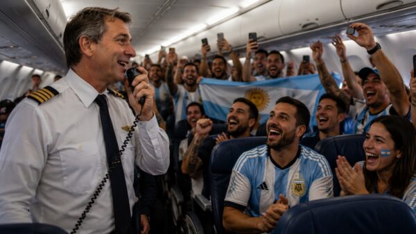 Humor: Piloot vertelt Argentijnse fans dat ze wereldkampioen zijn geworden