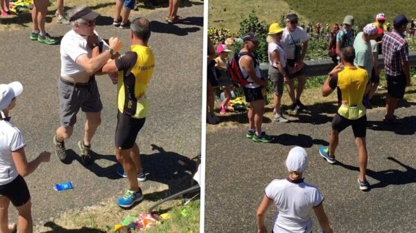 Tour de France: Ouwe hooligan gaat op de vuist als ZIJN goodies worden gejat