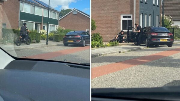 Karma voor vluchtende fatbiker die door agent van z'n fiets wordt gebeukt