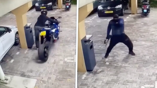 Motordieven hebben schijt aan camera en genieten tijdens het 'werk'