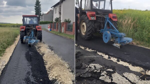 Boze boer ploegt pas aangelegde weg in Polen om: €90.000 schade