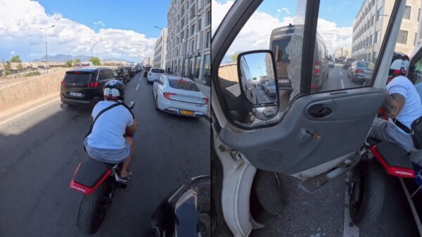 Motorrijder vlamt langs file en klapt vol op plotseling geopende autodeur