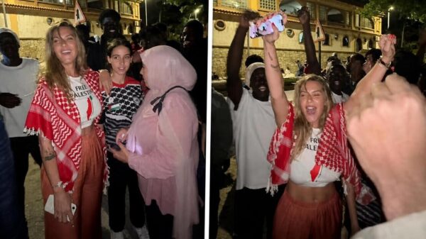 Spaanse activist Ana Mayor verwelkomt migranten en zingt 'Free Palestine'