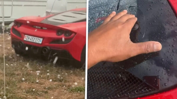 Bizarre hagelstorm sloopt complete camping én peperdure Ferrari