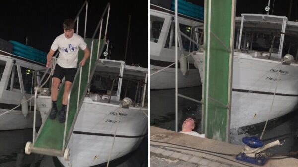 Dronken toerist op Ibiza test met zijn kaak hoe hard de kade eigenlijk is