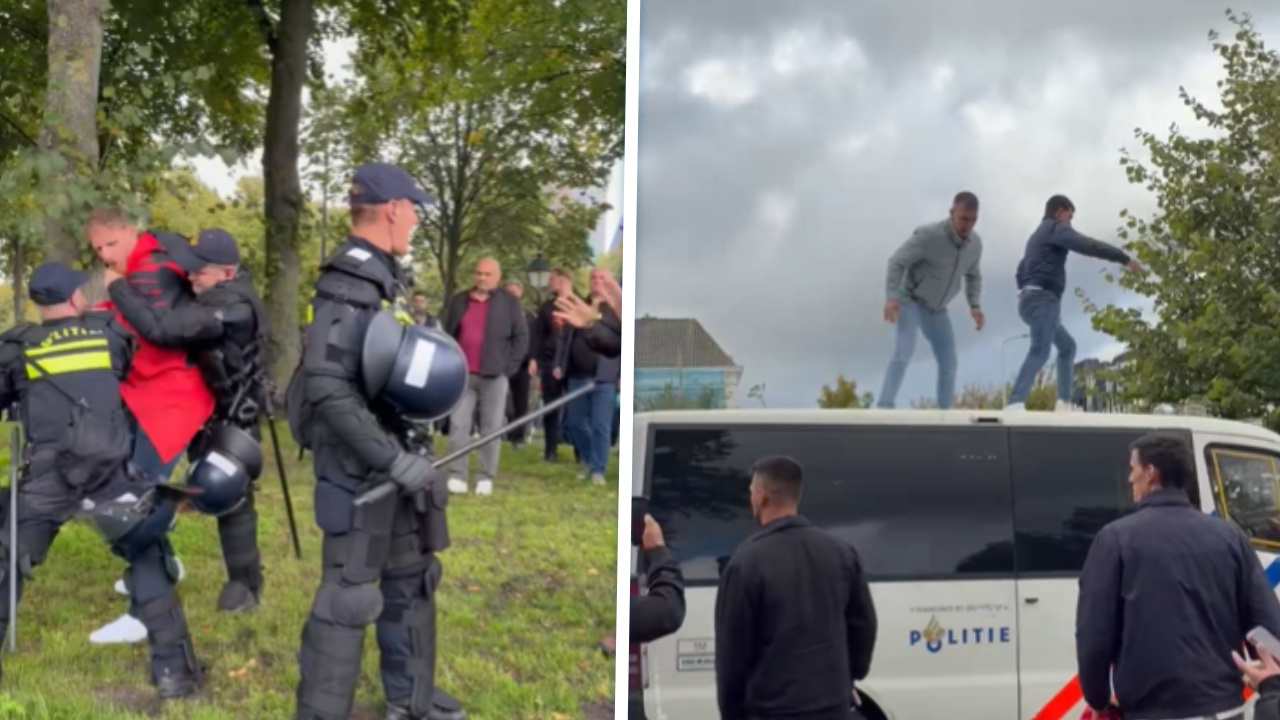 ME bekogeld op Malieveld: Kosovaren woedend om 25 jaar cel voor ex-president