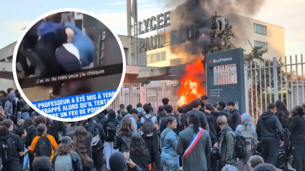 Bizar: Conciërge hardhandig tegen de grond gesmeten tijdens rellen in Frankrijk
