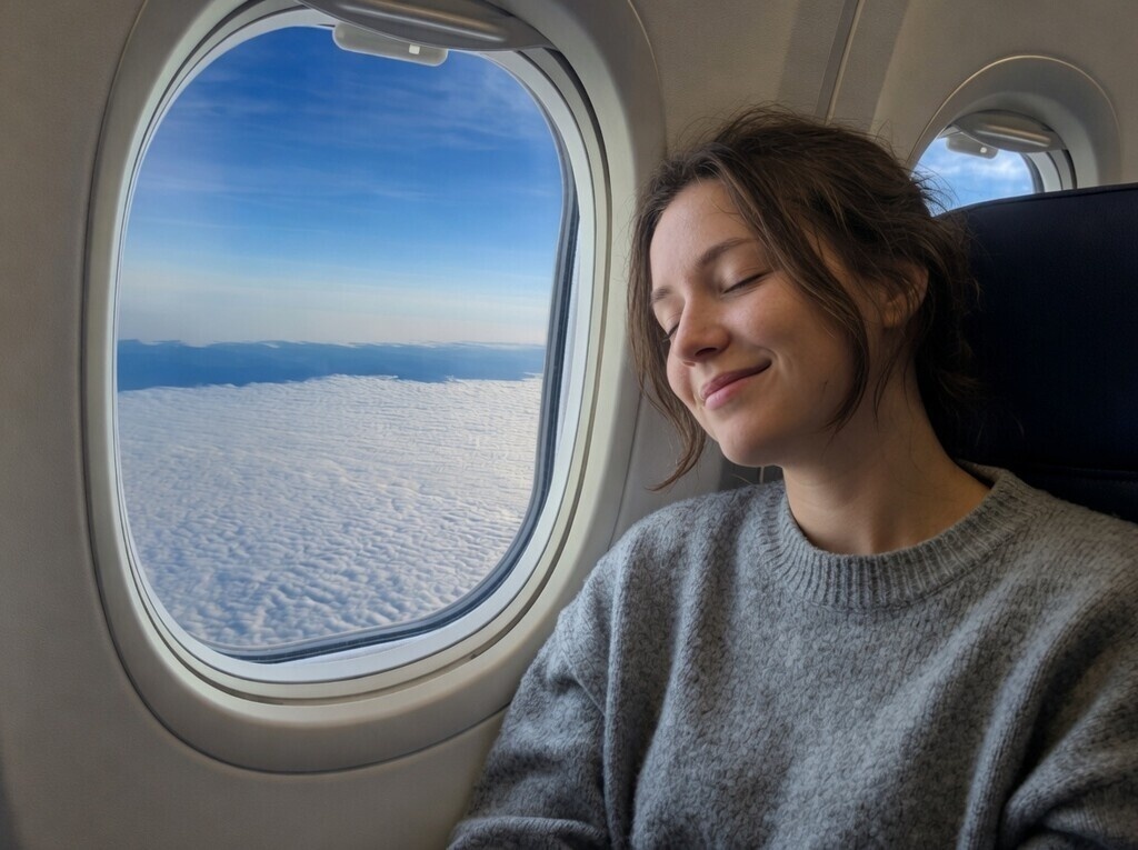 Vrouw geeft zichzelf wat extra aandacht in vliegtuig tijdens vlucht naar Miami