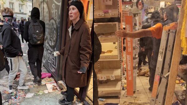 Parijse vrouw compleet in paniek tijdens massale plundering van supermarkt