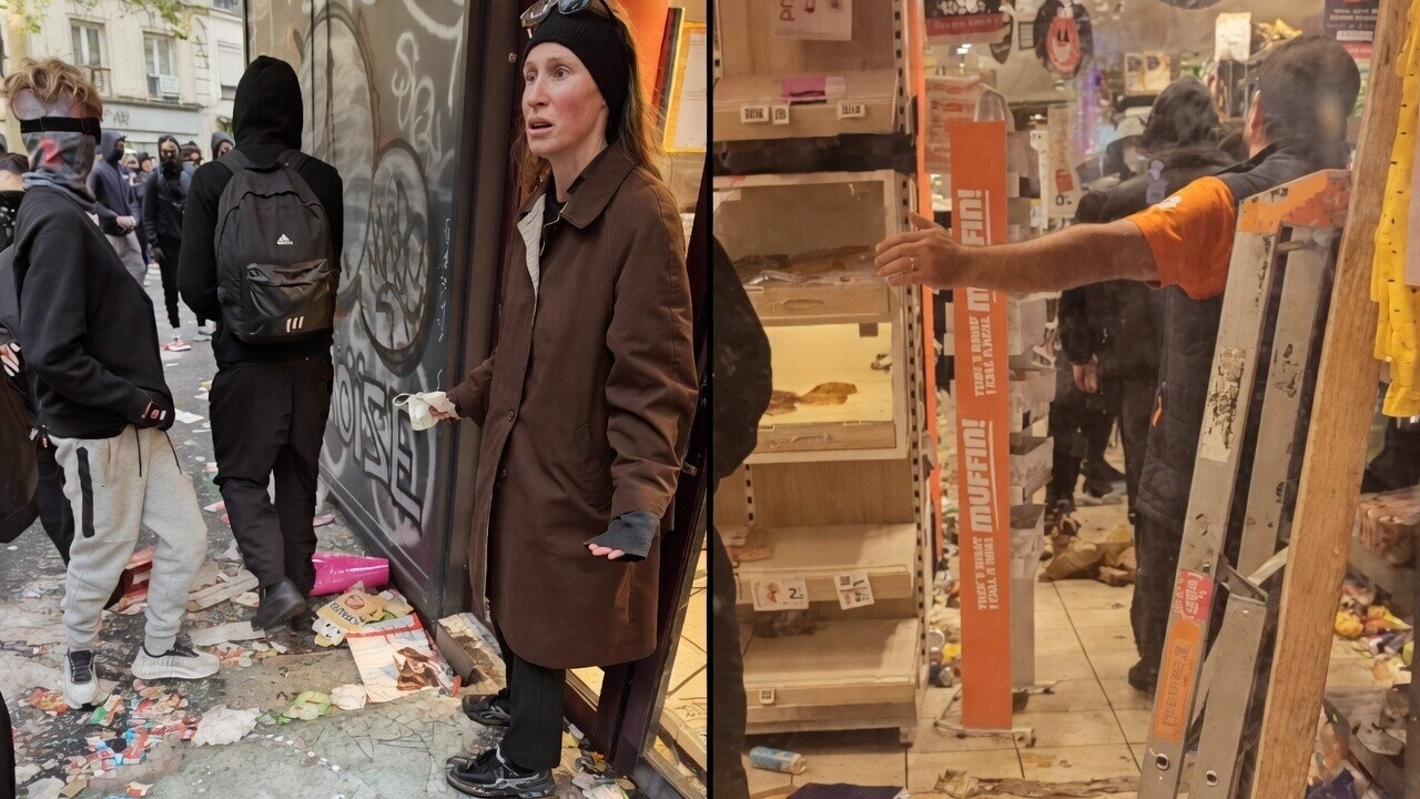 Parijse vrouw compleet in paniek tijdens massale plundering van supermarkt