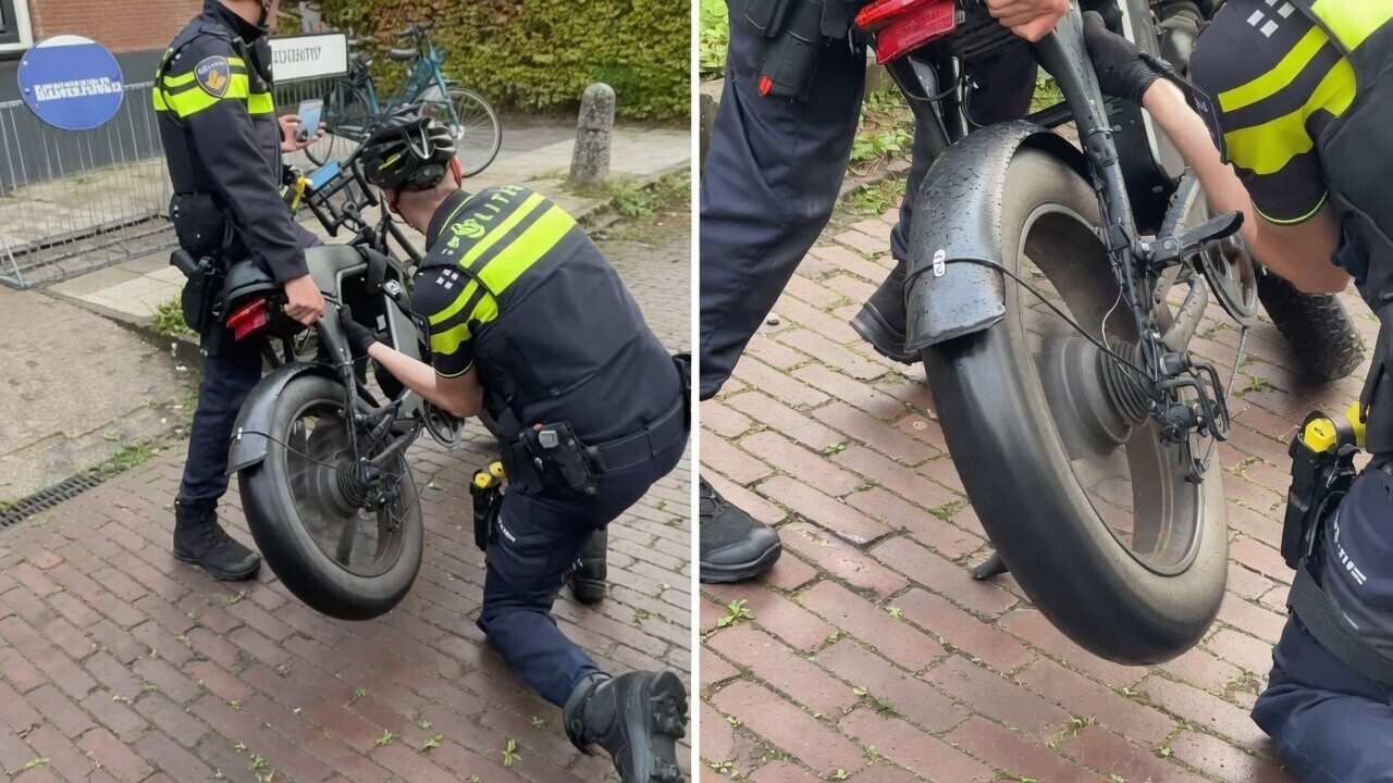Geen rollerbank in de buurt? Agenten meten fatbike gewoon met de hand!