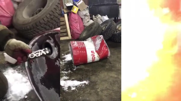 Vuurwerk blijkt uitermate geschikt om olievaten mee uit te deuken