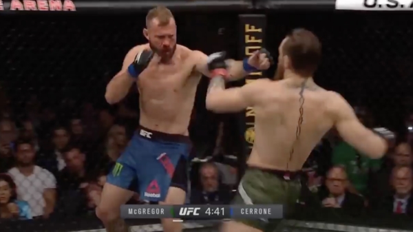 Conor McGregor mept publiekslieveling Donald 'Cowboy' Cerrone in 40 seconden naar de grond