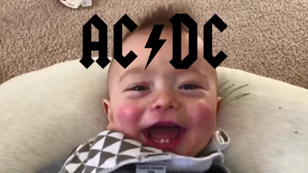 Creatieve vader met editskills laat zijn baby Thunderstruck van AC/DC brabbelen