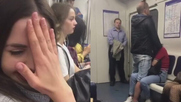 Sommige mensen hebben het in de metro iets te gezellig