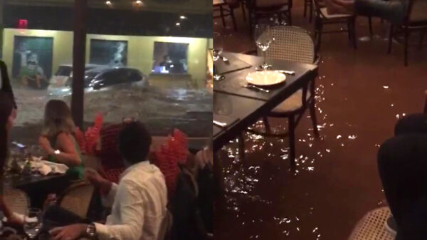 Braziliaans restaurant heeft tijdens overstromingen een nogal bizar uitzicht