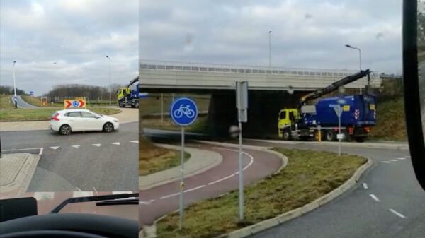 Voor deze collega-chauffeur is dit duidelijk één brug te ver
