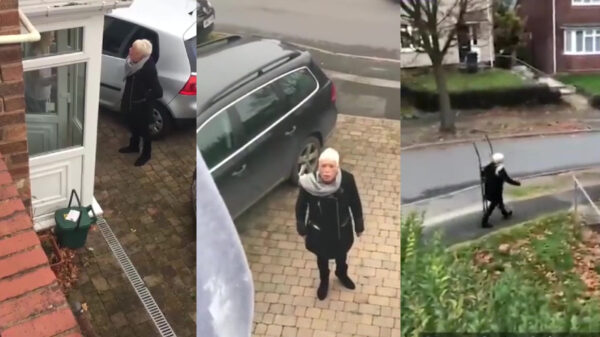 Karen gaat los tegen bouwvakkers die op zondag aan het werk zijn en jat hun ladder