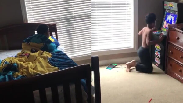 Vader van het jaar maakt zijn zoon wakker voor een heel bijzonder cadeau