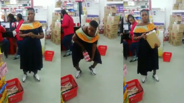 Winkeldievegge met skills tovert tray bier onder haar rokje vandaan