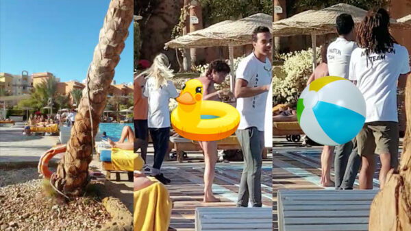 Moeke doet lekker sportief mee op haar heerlijke all inclusive-verkansie in de zon