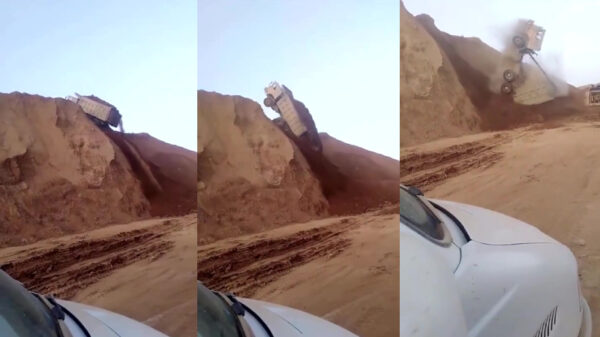 Zwaarbeladen vrachtwagen is iets sneller gelost dan de bedoeling was