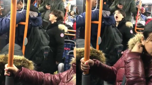 Amerikaanse dame gaat in feministen-flipmode tijdens metroritje