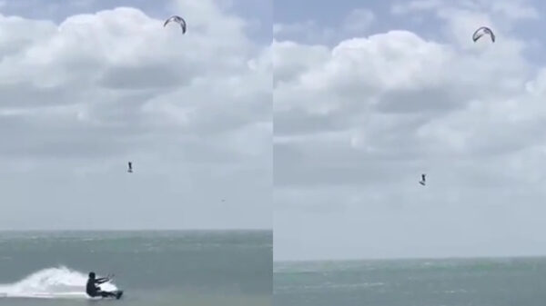 Kitesurfer maakt bizarre vlucht van meer dan 45 seconden