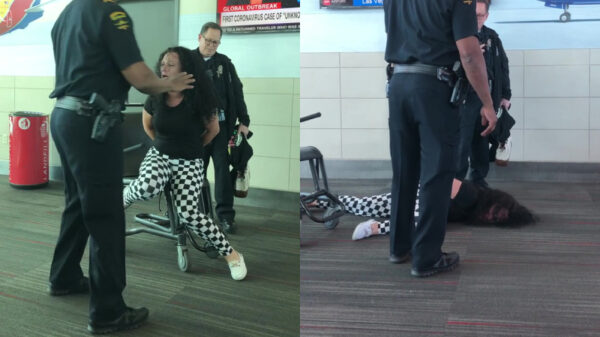 Gekkie laat zich niet zomaar door de security van het vliegveld verwijderen