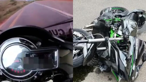 Motorrijder maakt van iets te dichtbij kennis met afslaande vrachtwagen