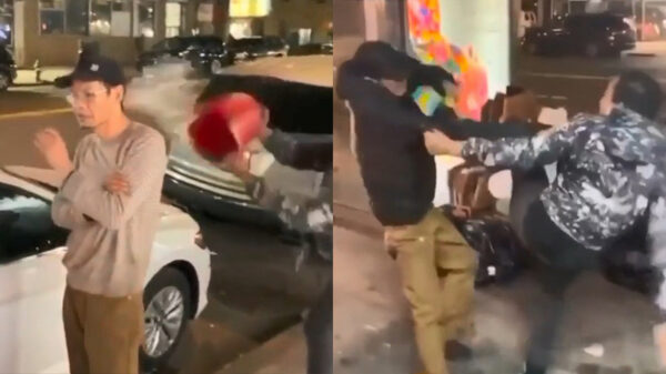 Aziaat neemt wraak op etter die zonder reden een emmer water over hem heen gooit