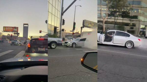 Een ordinaire road rage in Los Angeles loopt behoorlijk uit de hand