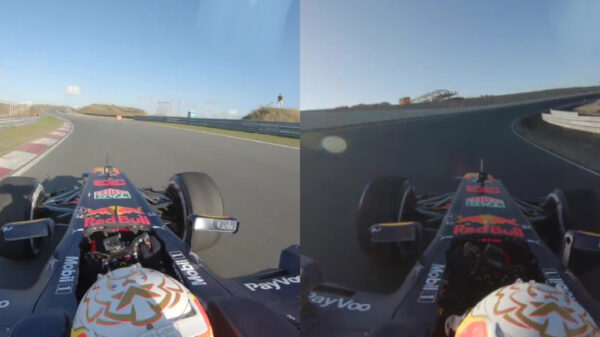 Max Verstappen knalt voor de allereerste keer over Zandvoort tijdens officiële opening