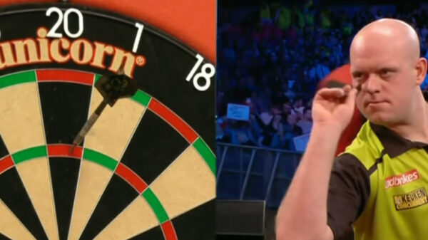 Van Gerwen knalt met negendarter door naar finale UK Open en wint het toernooi