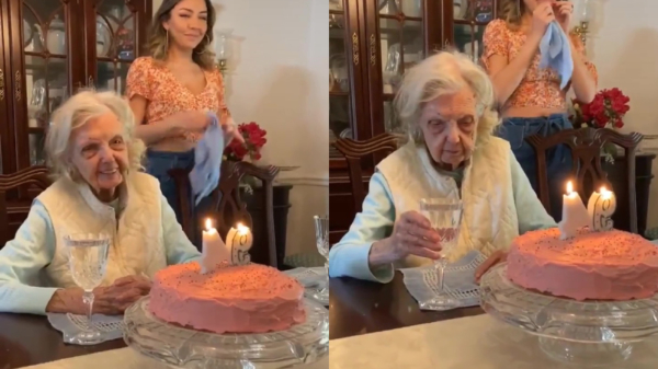 Oma houdt de sfeer er op haar verjaardag lekker in