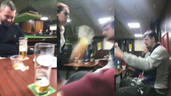 Engelsman krijgt een koude bierdouche van zijn pissige vriendin