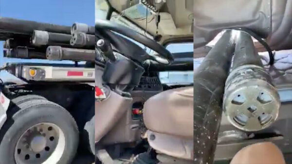 Eén metertje naar links en deze chauffeur was met zijn eigen pijp doorboord