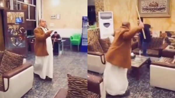 Irakese opa zorgt er wel voor dat mensen zich aan de anderhalve meter afstand houden