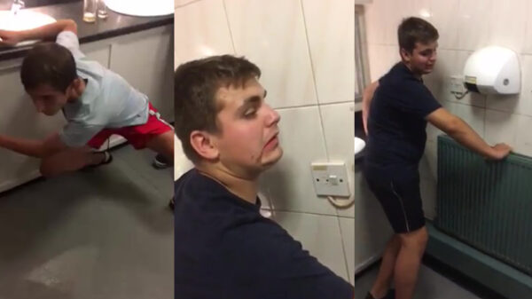 Gastjes zijn compleet van de wereld op de plee van de club