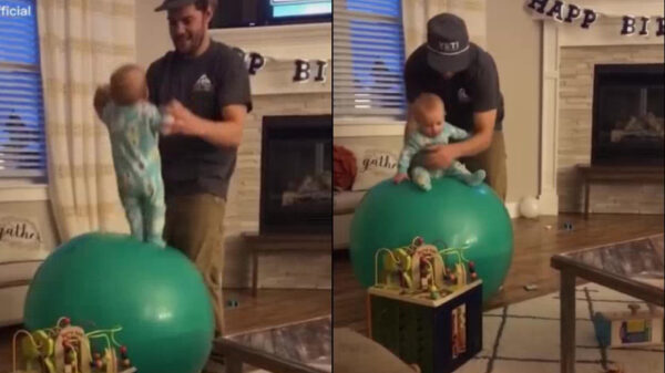 Wait for it: even met je koter op een skippybal stuiteren