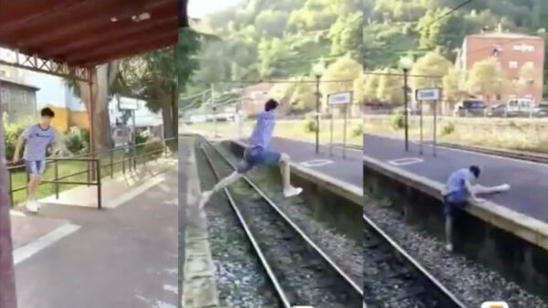 Wedden dat ik makkelijk over die rails spring!?