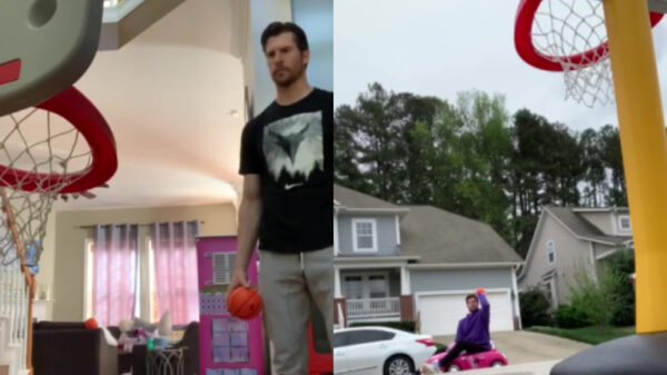 Dankzij de quarantaine is papa inmiddels een basketbal-pro