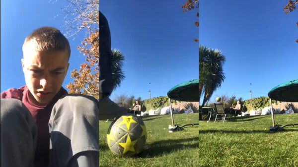 Johan Druiff schiet in de achtertuin zijn zus vol op d'r blije bakkes